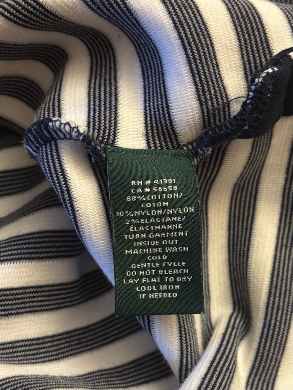 Lauren Ralph Lauren Striped Cotton Boatneck Top XL - Engraved Gold Button Slit - Picture 6 of 6
